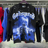 Godspeed T Shirts Space Astronaut Earth Print Cotton Short Sleeve Men and Women