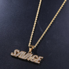 Jewelry Hip Hop 'SAVAGE ' Rhinestone Necklace rapper Royalty