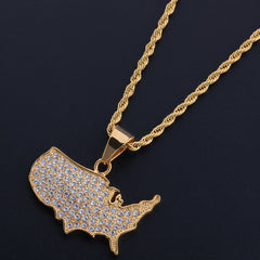 Jewelry Diamond Map Plate Pendant Necklace