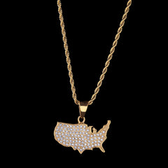 Jewelry Diamond Map Plate Pendant Necklace