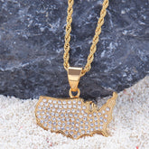 Jewelry Diamond Map Plate Pendant Necklace