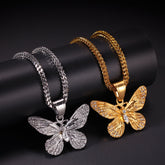 Jewelry Hip Hop Diamond Set Butterfly Pendant Necklace Animal