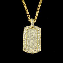 Jewelry Hiphop Diamond Army Pendant Necklace Dog Tags