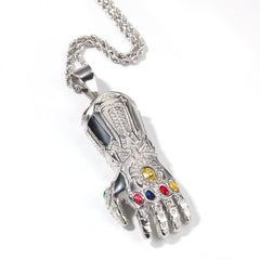 Jewelry Gold Plated Diamonds Thanos Unlimited Gloves Pendant Necklace Marvel Universe