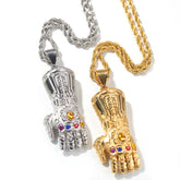 Jewelry Gold Plated Diamonds Thanos Unlimited Gloves Pendant Necklace Marvel Universe