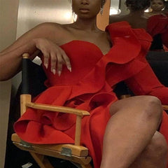 Mariah Carey See through Dress Sexy One-Shoulder Slim Dress Dress