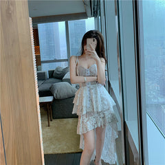 Mariah Carey See through Dress Lace Strap Dress