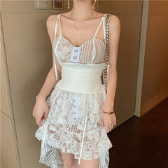 Mariah Carey See through Dress Lace Strap Dress