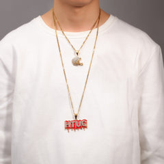 Jewelry Hip Hop Diamond Helmet Barbell Necklace Word Up rapper