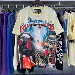 Godspeed T Shirts Astronaut Robot Printed Cotton Casual Short Sleeve Men and Women