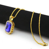 Jewelry Hip Hop Diamond Square Red Treasure Pendant Necklace Spectrum