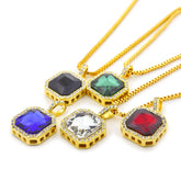 Jewelry Hip Hop Square Rhinestone Necklace