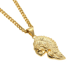 Jewelry Indian Chief Skull Stainless Steel Pendant Necklace