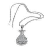 Jewelry Rhinestone 'Money bag ' Necklace rapper Royalty