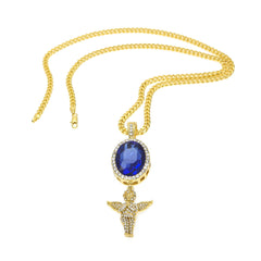 Jewelry Rhinestone Oval Gemstone & Angel Necklace Spectrum St. Valentine's Jesus Pieces