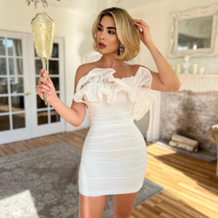 Mariah Carey Dress Dress Tube Top Pleated Tight Dress