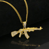 Jewelry AK47 Gun Diamond Pendant Necklace