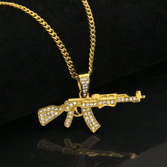 Jewelry AK47 Gun Diamond Pendant Necklace