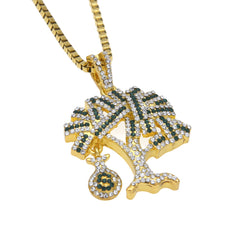 Jewelry Hip Hop Diamond Moneybag Christmas Tree Pendant
