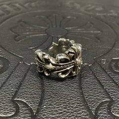 Chrome Heart Ring with Diamonds in White Gold
