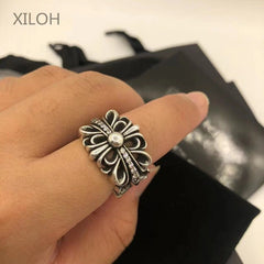 Chrome Heart Ring with Diamonds in White Gold