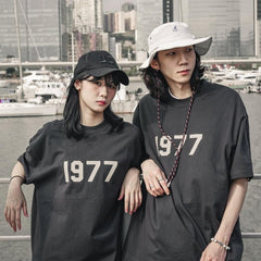 Fog Essentials T shirt Flocking Logo '1977' Loose T shirt