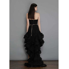 Emily Ratajkowski Dress Pleated Skirt Trailing Tube Top Dress