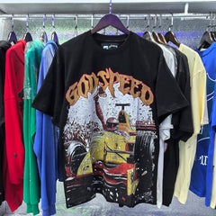 Godspeed T Shirts Racing Wins Scene Printed Cotton Casual Short Sleeves Men and Women