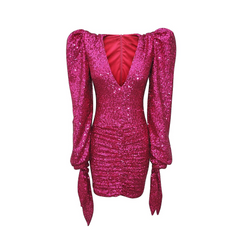Mariah Carey Dress Pleated Sexy Sheath Sequins Dress