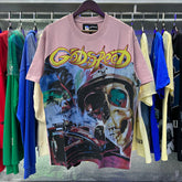 Godspeed T Shirts Skull Racing Printed Cotton Casual Short Sleeves Men and Women