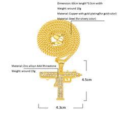 Jewelry Hip Hop Diamond Submachine Gun Pistol Machine Gun Pendant Necklace apper Dog Tags Armament