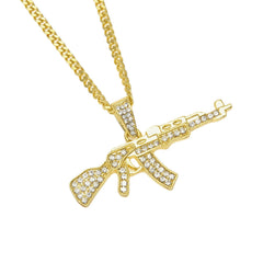 Jewelry AK47 Gun Diamond Pendant Necklace