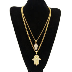Jewelry Hip Hop Diamond Fatima Hand Necklace