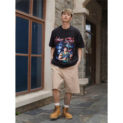 Film Star T Shirt Cotton Short Sleeve Loose Retro American Design T-shirt Men