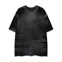 Camisas Vintage Hombre Vintage Washed Old Letter Print Short Sleeve T-Shirt