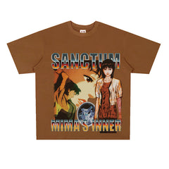 Film Star T Shirt Loose American Retro Street Cotton T-shirt for Men and Women