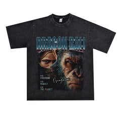Film Star T Shirt Movie Rise of the Planet of the Apes Pure Cotton Loose Short Sleeve American Retro Trendy T-shirt Men