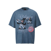 80s Casual Classics Shirts Cat Letter Print Loose Crew Neck Short Sleeve T-Shirt