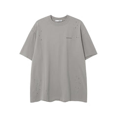 Camisas Vintage Hombre Vintage Ripped Loose Short Sleeve T-Shirt