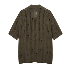 80s Casual Classics Shirts Knitted Short Sleeve Sweater Shirts