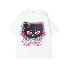 Camisas Vintage Hombre Fun Hello Kitty Short Sleeve T-Shirt