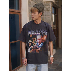 Film Star T Shirt Cotton Short Sleeve Loose round Neck Retro Minority Design T-shirt