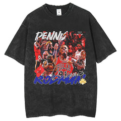 Men T Shirts Printed Washing Water Short Sleeve T-Shirt Retro Casual Loose