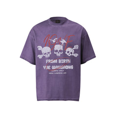 80s Casual Classics Shirts Skull Print Loose Crew Neck Short Sleeve T-Shirt