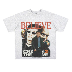 Film Star T Shirt Hong Kong Film Cradle to the Grave Loose Retro Street Cotton T-shirt Men and Women