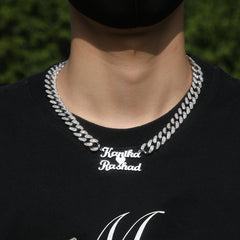 Jewelry Hip Hop Stainless Steel Diamond Pendant Letter Cuban Necklace Customized Word Up