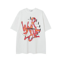 Camisas Vintage Hombre Alphabet Print Short Sleeve T-Shirt