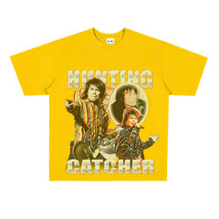 Film Star T Shirt Loose Heavy Retro Street Cotton American T-shirt Men and Women