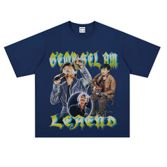 Film Star T Shirt Music Singer Lin Zixiang Loose Heavy Weight Retro Street Cotton T-shirt