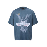 80s Casual Classics Shirts Vintage Graffiti Angel Wings Print Crew Neck T-Shirt